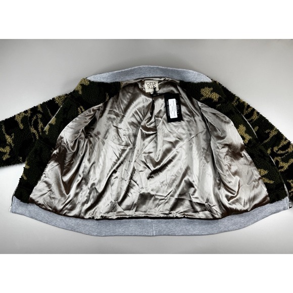 Chaser Camo Faux Fur Teddy Bomber Jacket Women's S Zip Up Sherpa Cozy - Picture 6 of 8